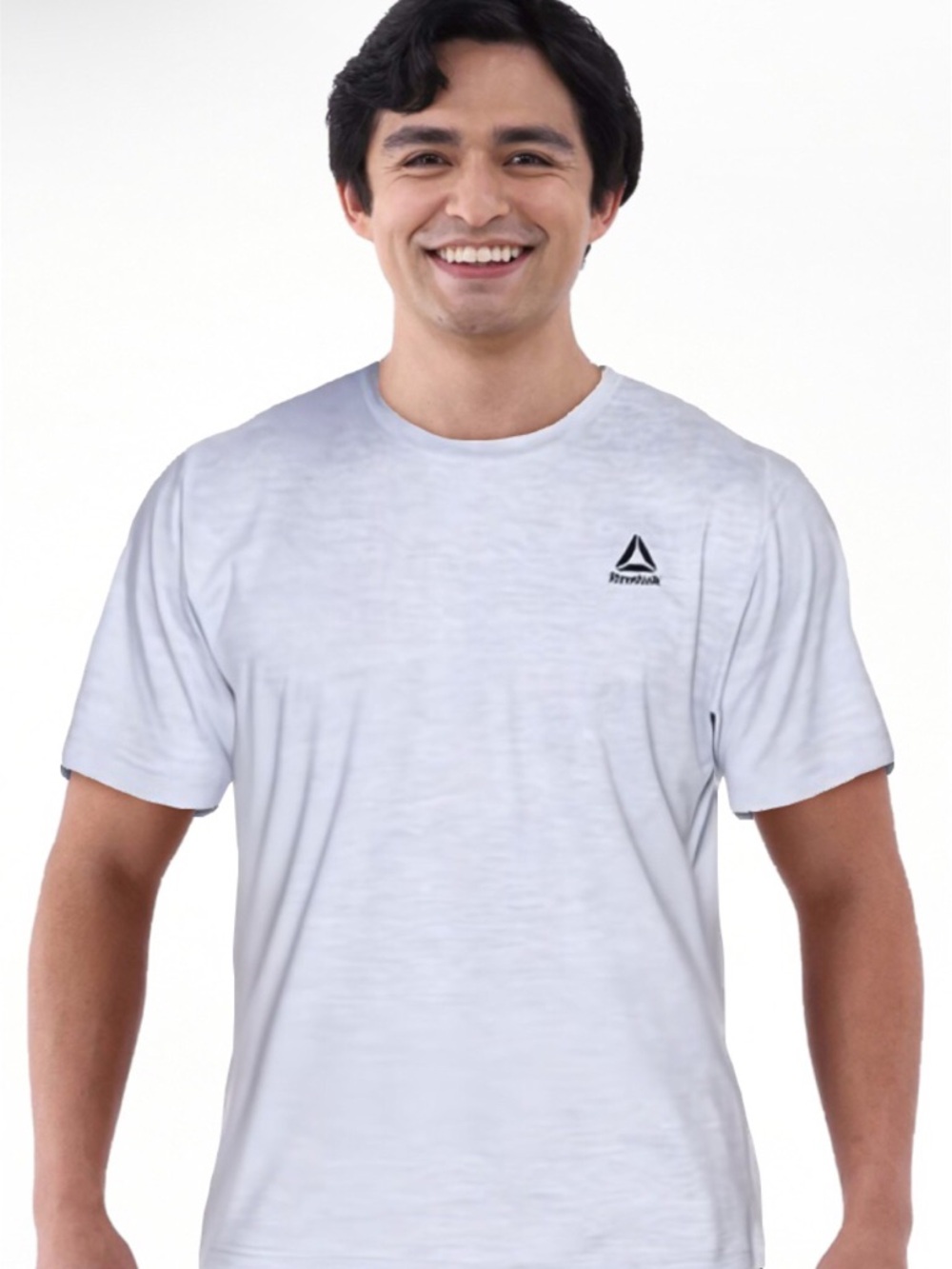 NWT Reebok Men’s White Crew Neck Athletic T-Shirt Sleet Heather Size Small